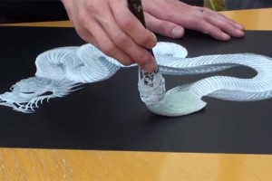 [VIDEO] A Beautiful Dragon Drawn In A Single Brush Stroke. The Action At 3’40” Took My Breath Away