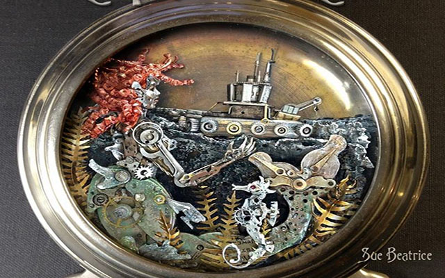 Artist Brings Old Watch Parts To Life With Awesome Steampunk Sculptures.
