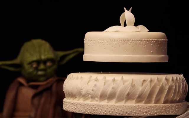 Yoda Unleashes The Force To Levitate A Two-Tiered Cake