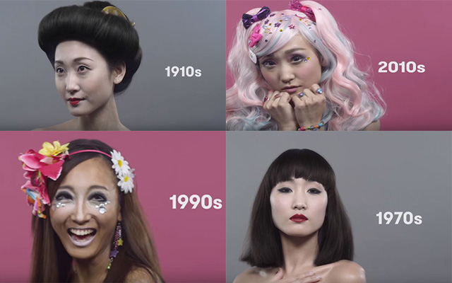 In One Minute, Watch 100 Years Of Japanese Beauty And Fashion Trends