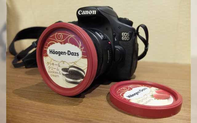 Cover Your 72mm Camera Lens With Recycled Häagen-Dazs Ice Cream Lids
