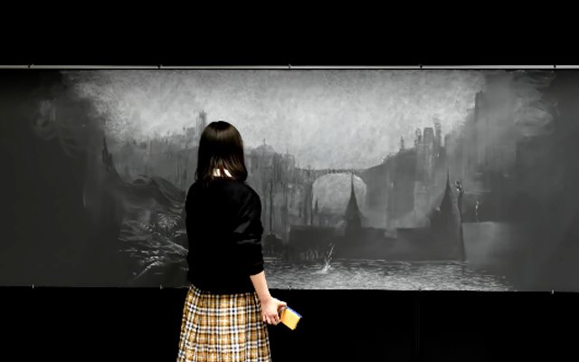 Japanese Artist Performing A Dark Age Castle Drawing Is Mesmerizing