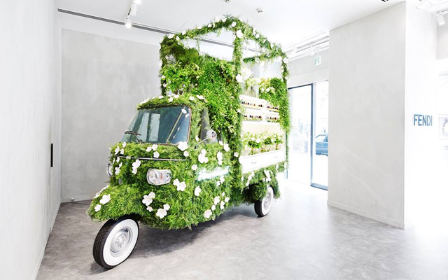 Piaggio Ape Transformed Into Fendi Flower Shop By Japanese Artist