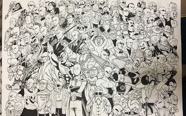 Japanese Fan Art Gathers A Bunch Of BALD Anime Characters Onto A Single Canvas