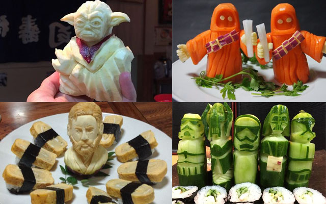 Sushi Chef Crafts Awesome Star Wars Veggie Sculptures – grape Japan