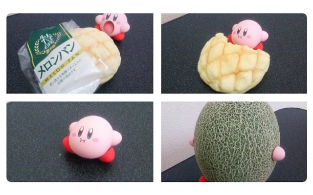 Kirby Adorably Tries To Swallow A Melon Bread