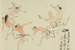 Japanese Pictorial Scroll From The Meiji Period Depicts Hell With Endearing Charm