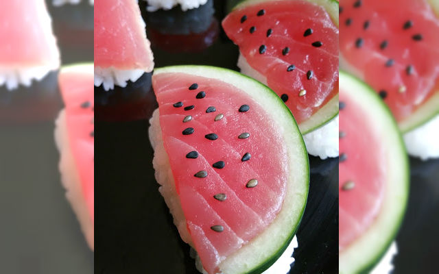 “Watermelon Sushi” Is A Deliciously Fun Twist To The Usual Piece Of Sushi