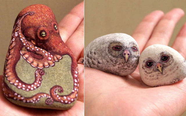 Japanese Stone Artist Breathes Life Into Rocks With Paintings Of Realistic Animals