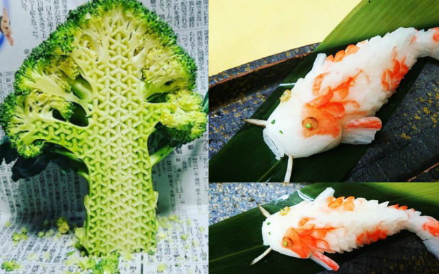 Japanese Artist Uses Traditional Art Of Fruit And Vegetable Carving To Make Intricate Masterpieces