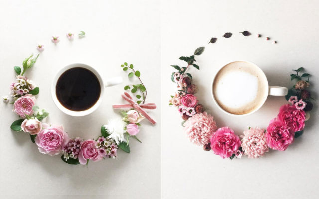 Gorgeous Coffee And Flower Compositions Bring Art To The Coffee Table