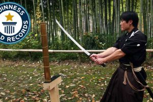 Isao Machii Sets 6th World Record For Most Sword Cuts In One Minute