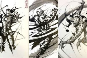 Samurai Portraits Of Marvel Super Heroes Using Japanese Ink Painting