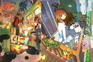 Happy Cats, Coffee Shops and Carefree Times in TAO’s Cheerful and Nostalgic Illustrations