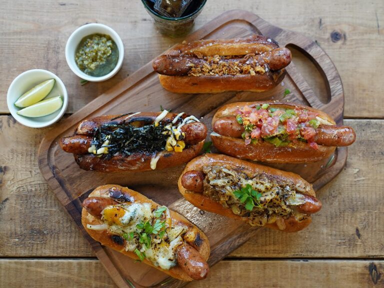 The classic hot dog is elevated to a luxurious, indulgent dish at BABY HOTDOG CAFE in Shibuya