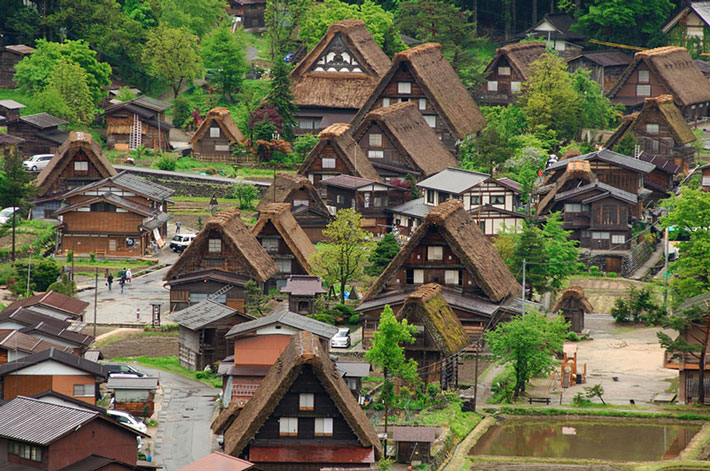 Shirakawa Village featuring wooden structures