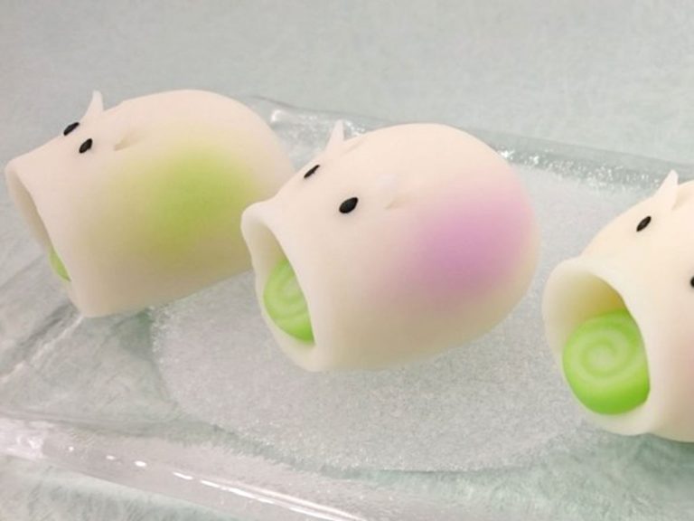 Japanese Symbol of Summer, Pig with Mosquito Coil in its Mouth, Made as Traditional Sweets