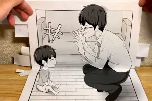 “Funny faces”:  Japanese paper animation artist crafts amazing story of bond between father and son