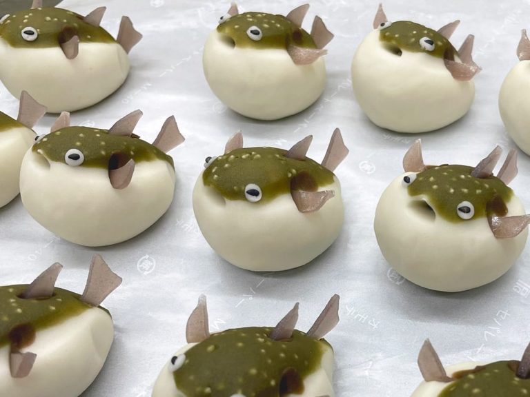 Puffed up puffer fish turn into adorable wagashi Japanese sweets
