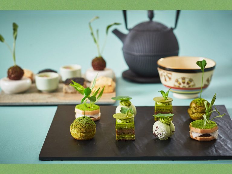 Green Botanical Afternoon Tea set is inspired by Japanese garden aesthetic