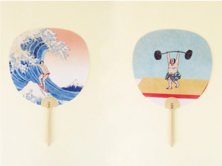 Edo era Olympics: Traditional uchiwa fans feature modern sports depicted as ukiyo-e