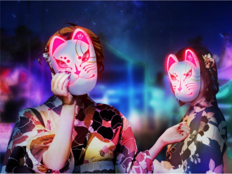 NAKED co-creates ‘new normal’ pandemic adapted night-worship with Toyokawa Inari, with protective fox masks and distance lanterns