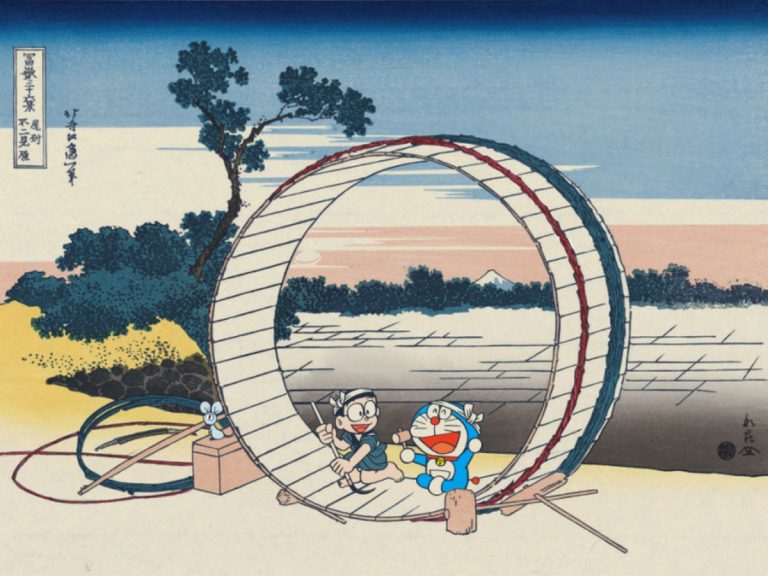 Doraemon meets Hokusai – a modern twist on ukiyo-e woodblock prints