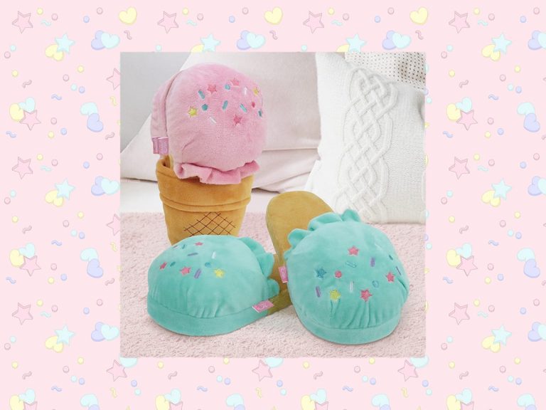 Be sweet to your feet with these comfy and kawaii ice cream cone slippers