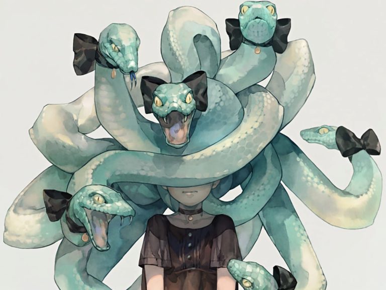 “Medusa-chan” lets her snakes convey her emotions in inspired illustration by Yoshioka