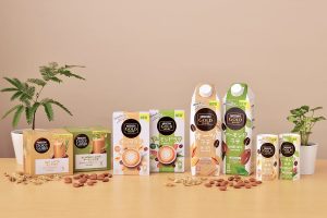 Product lineup of NESCAFÉ Plant-Based lattes now on sale in Japan