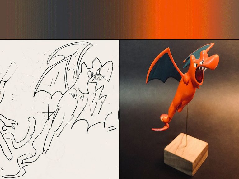 Japanese artist faithfully turns his talented young child’s sketches into figurines
