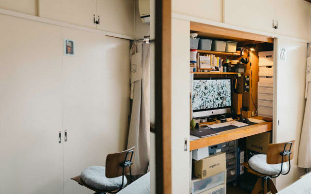Japanese photographer turns their closet into charming work-from-home space