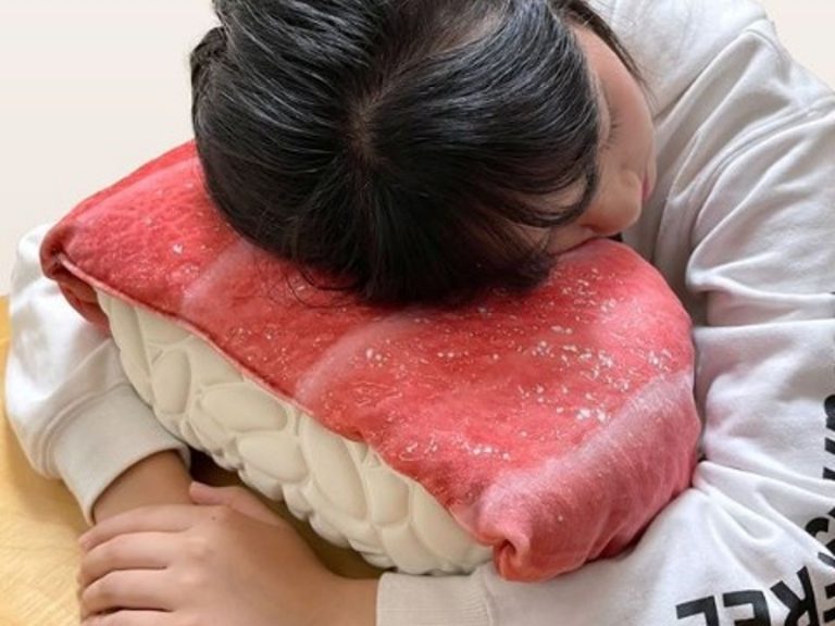 You can now bury your head in your food with a giant sushi plushie