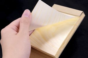 Memo pads & sticky notes are made of thin wood used in takoyaki trays, bento boxes and more