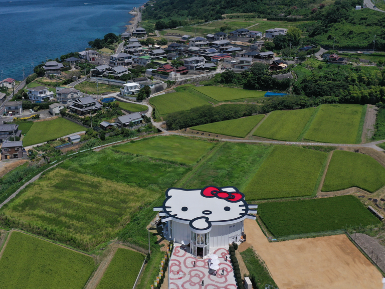 Hello Kitty Show Restaurant Opens on Japanese Island, Giant Kitty Face Roof Only Visible by Air