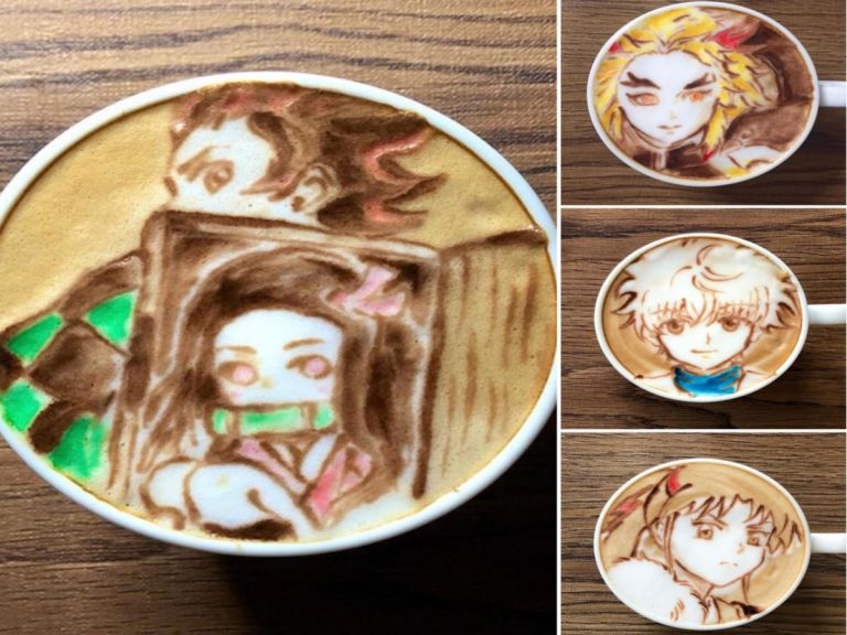 Demon Slayer: Kimetsu no Yaiba and other anime-themed latte art by Japanese barista Naoki