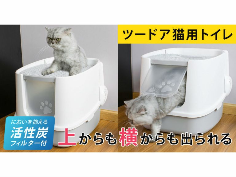 2-door litter box for cats who love to dive and climb makes for some funny scenes