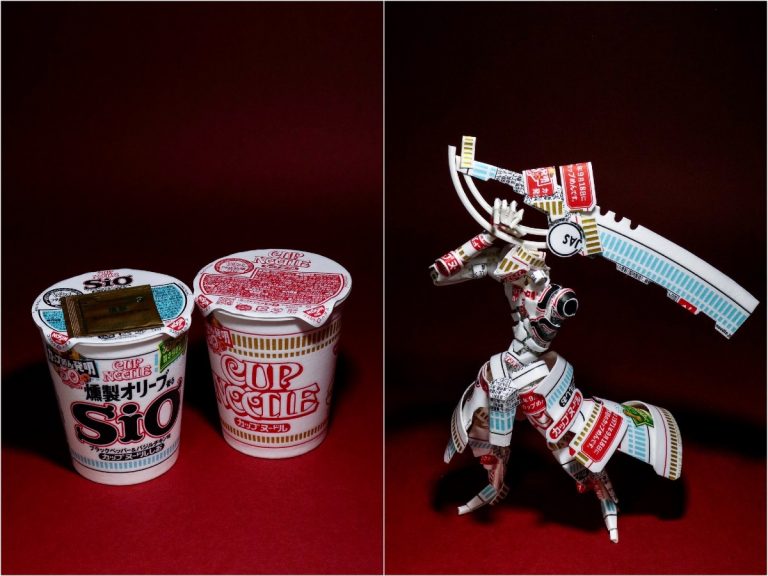 Japanese paper craft artist turns food packaging into amazing sculptures