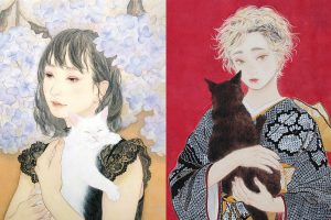 Japanese Artist Kazuho Imaoka Gorgeously Illustrates Beautiful Women And Their Cats