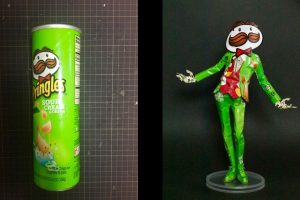Japanese Papercraft Artist Turns Pringles Can Into A Stylish Pringles Mascot Figure