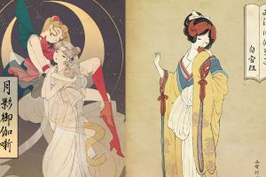 Artist turns your favorite princesses and Sailor Moon into stunning traditional Japanese prints