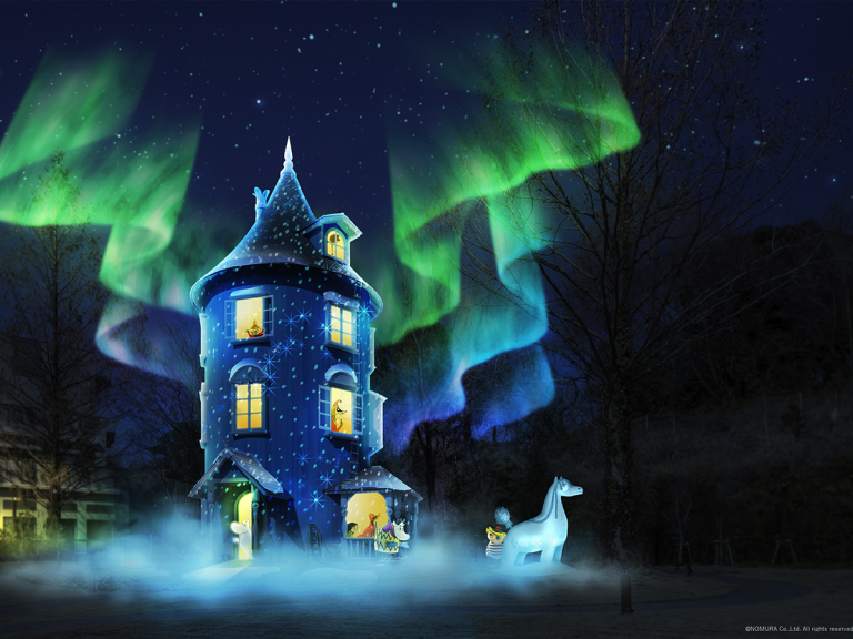 Moomin Valley Park Winter Wonderland Illuminations Bring Northern Lights to Japan’s Sky