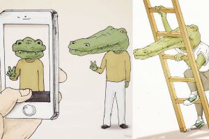 Japanese Artist Illustrates The Hilariously Frustrating Daily Life Of A Crocodile In Human Society