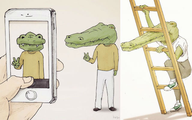 Japanese Artist Illustrates The Hilariously Frustrating Daily Life Of A Crocodile In Human Society