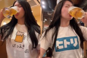 Meet Japan’s new Twitter phenomenon:  a trucker girl who shares post-work beers in witty T-shirts