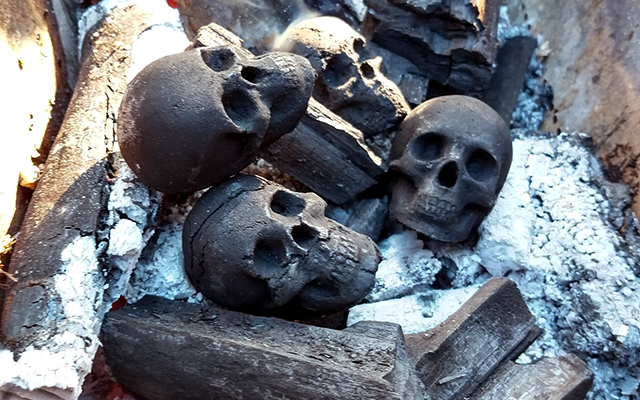 Japanese Artist’s Charcoal Skulls Are Perfect For A Macabre Barbecue
