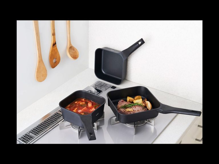 Doshisha’s smart “sutto” square frying pans are easy to store and save space