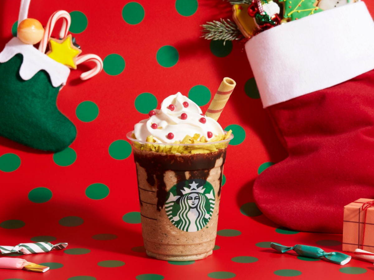 Starbucks Japan Stuff The New Santa Boots Chocolate Frappuccino Full of Candy and Potato Chips