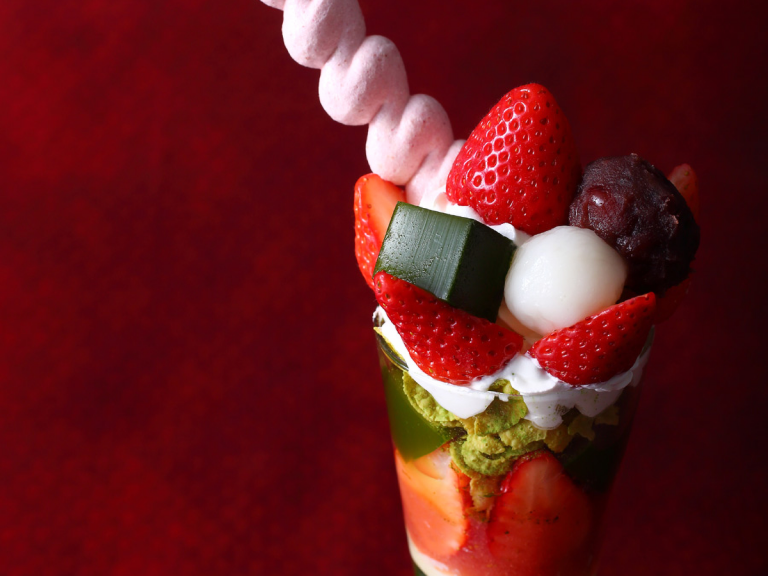 Historic Kyoto green tea specialists dream up the ultimate strawberry matcha parfait for winter